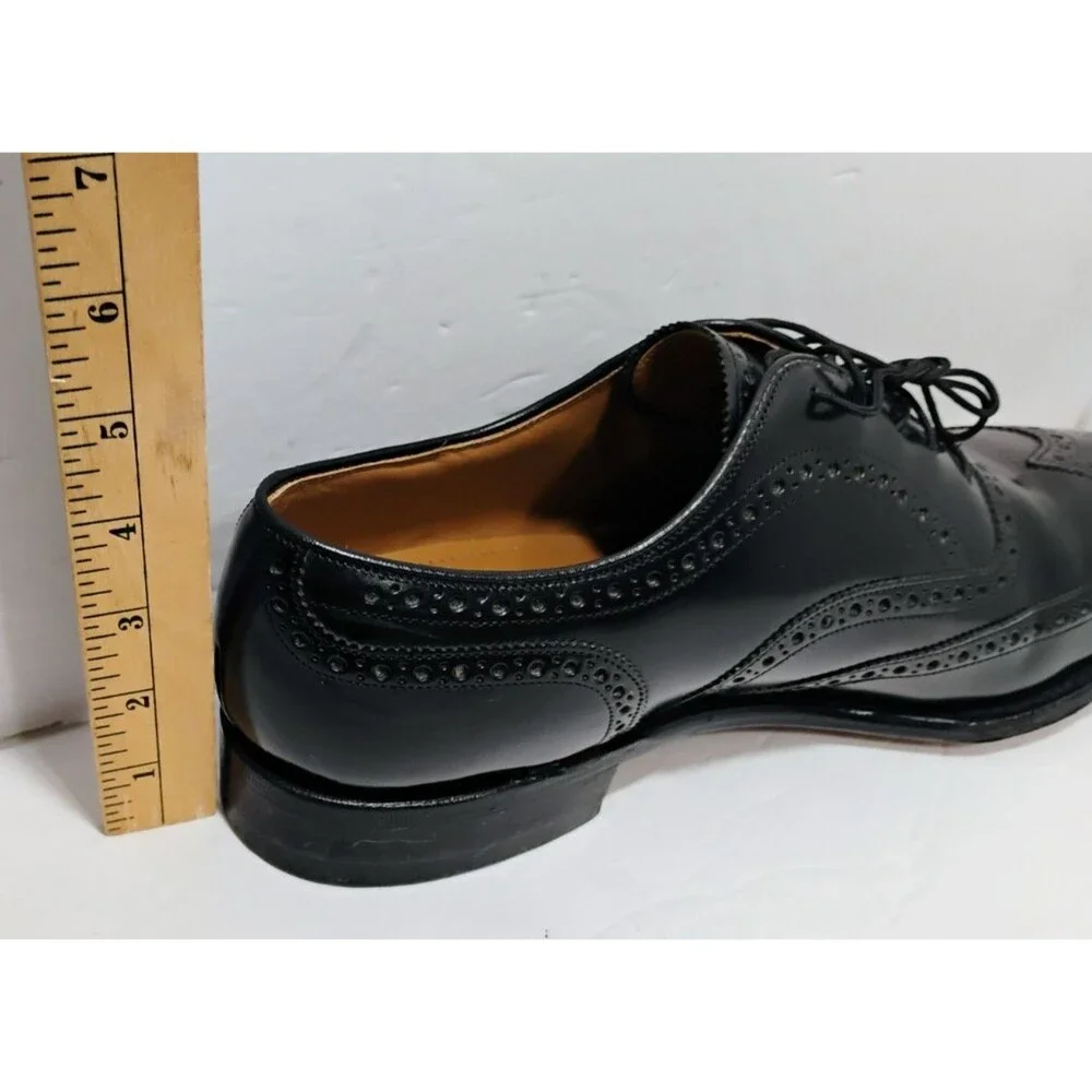 Johnston & Murphy Black Leather Wingtip Oxford Dress Shoes Mens 10.5 D